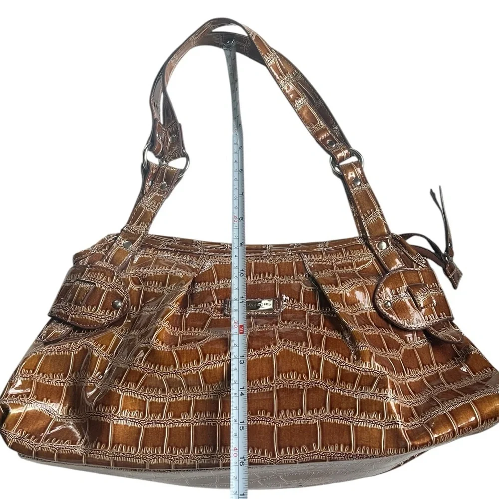 Vintage Sag Harbor 90s Y2K Brown Faux Croc Shoulder Bag